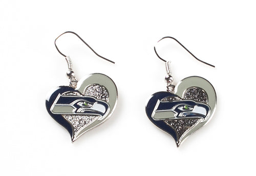Aminco NFL Women's Seattle Seahawks Swirl Heart Earrings
