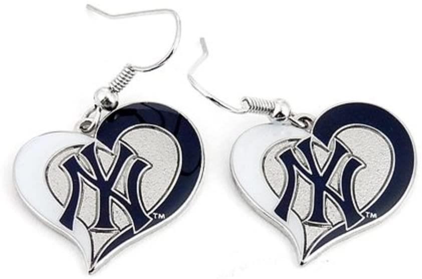 Aminco MLB Women's New York Yankees Swirl Heart Earrings