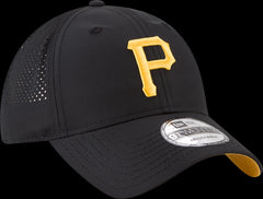 New Era MLB Men's Pittsburgh Pirates Perforated Slick 9TWENTY Adjustable Hat Black OSFA