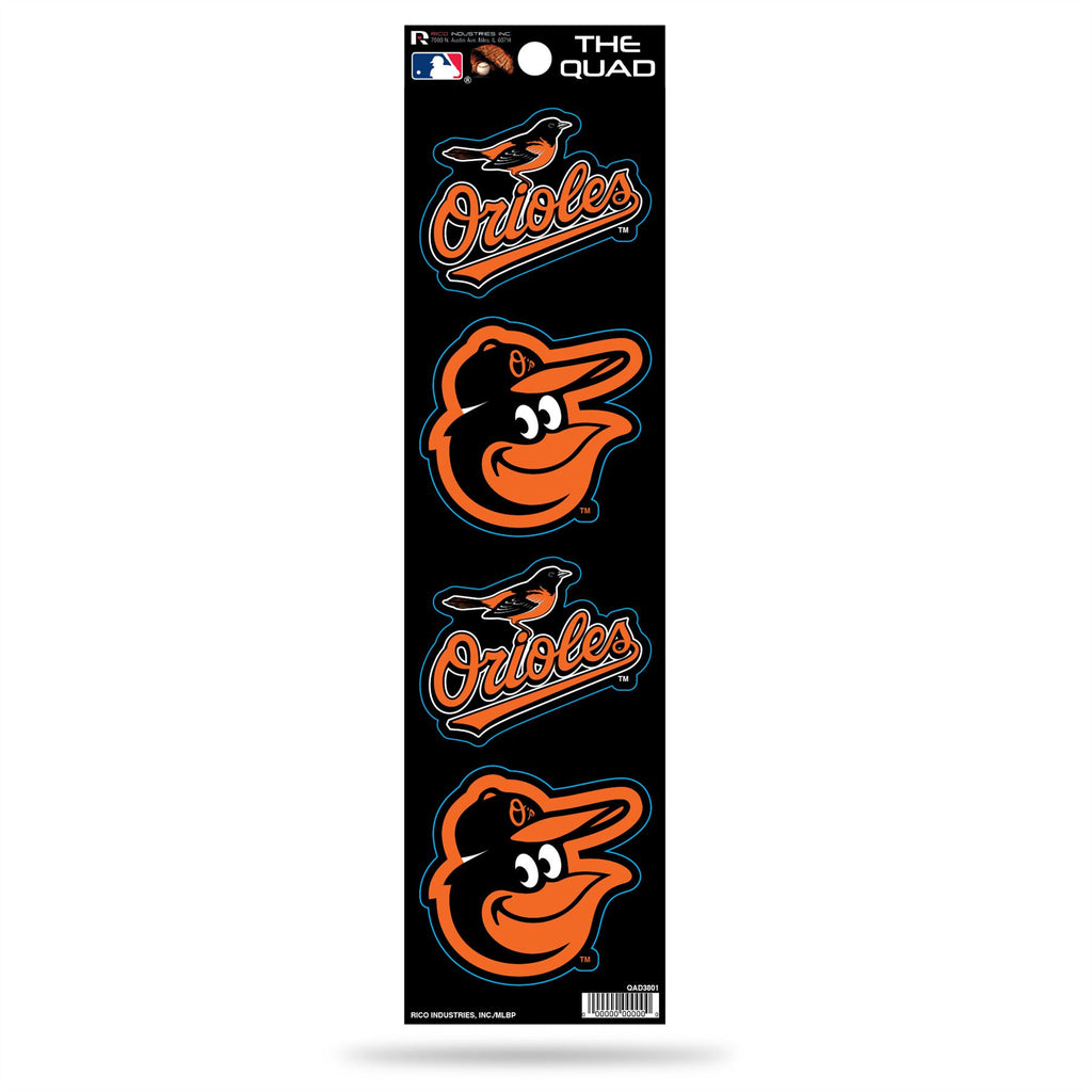 Rico MLB Baltimore Orioles The Quad 4 Pack Auto Decal Car Sticker Set QAD