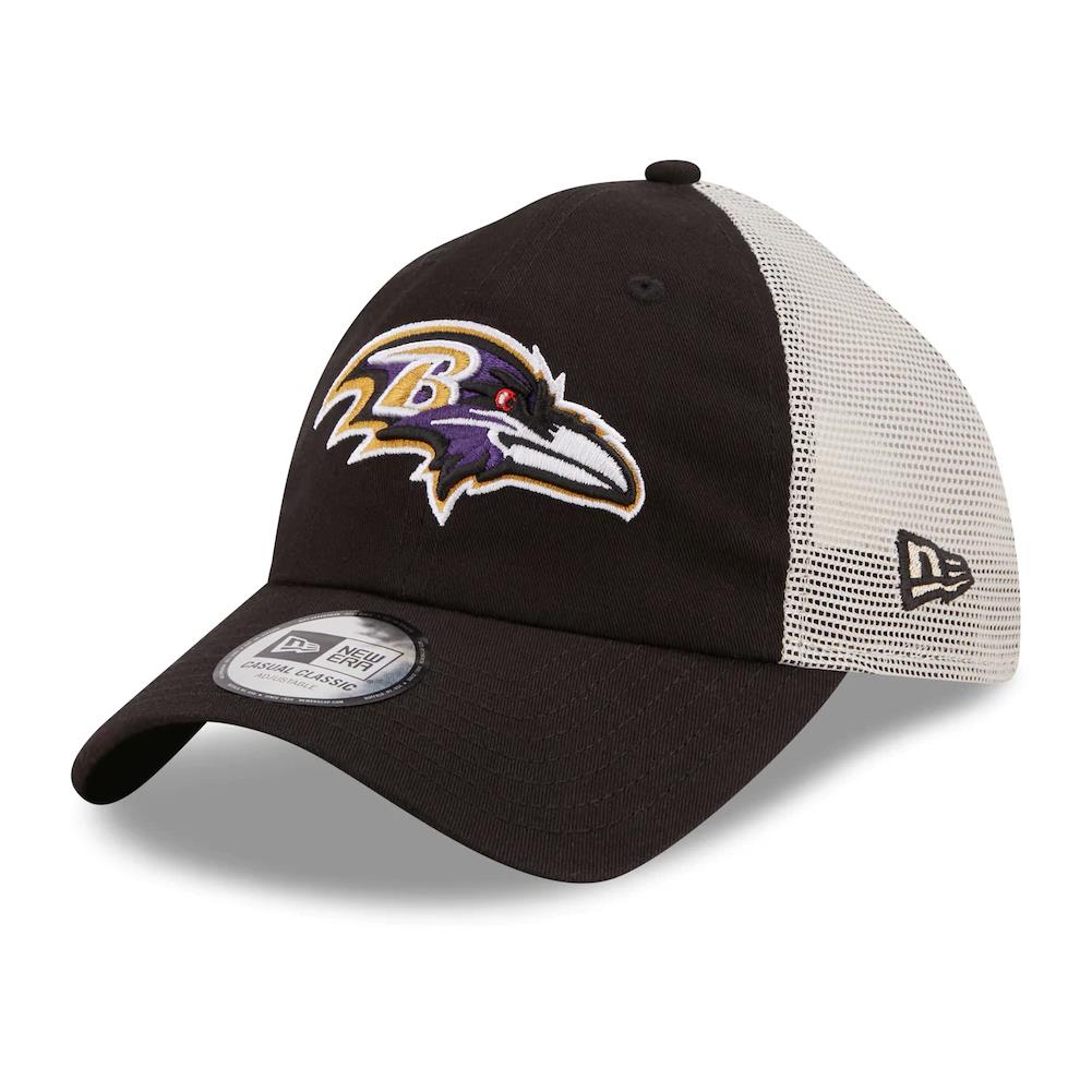 New Era NFL Men's Baltimore Ravens Flag 9TWENTY Adjustable Trucker Hat Black/Khaki One Size