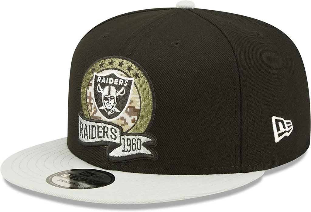 New Era NFL Men's Las Vegas Raiders 2022 Salute To Service 9FIFTY Snapback Hat Black/Grey OSFA
