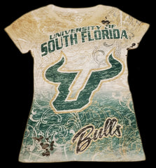 Step Ahead NCAA Women's South Florida Bulls (USF) Sublimation Burnout T-Shirt