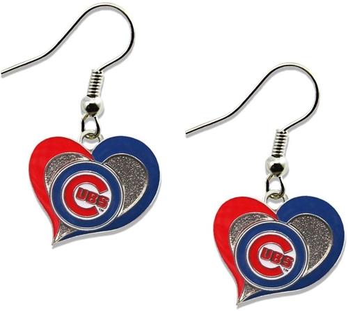 Aminco MLB Women's Chicago Cubs Swirl Heart Earrings