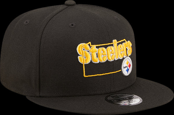 New Era NFL Men's Pittsburgh Steelers Logo Patch 9FORTY Adjustable Snapback Hat Black OSFM