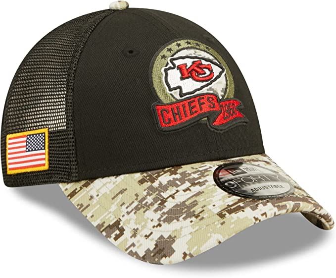 New Era NFL Men's Kansas City Chiefs 2022 Salute To Service 9Forty Snapback Adjustable Hat Black/Digital Camo