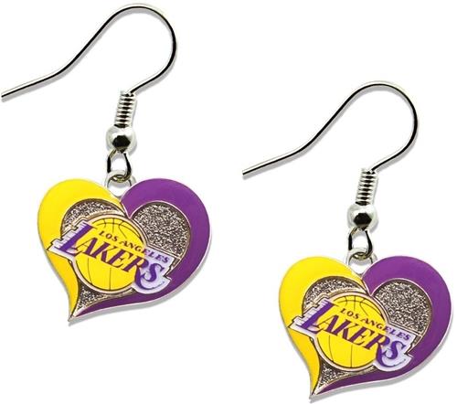 Aminco NBA Women's Los Angeles Lakers Swirl Heart Earrings