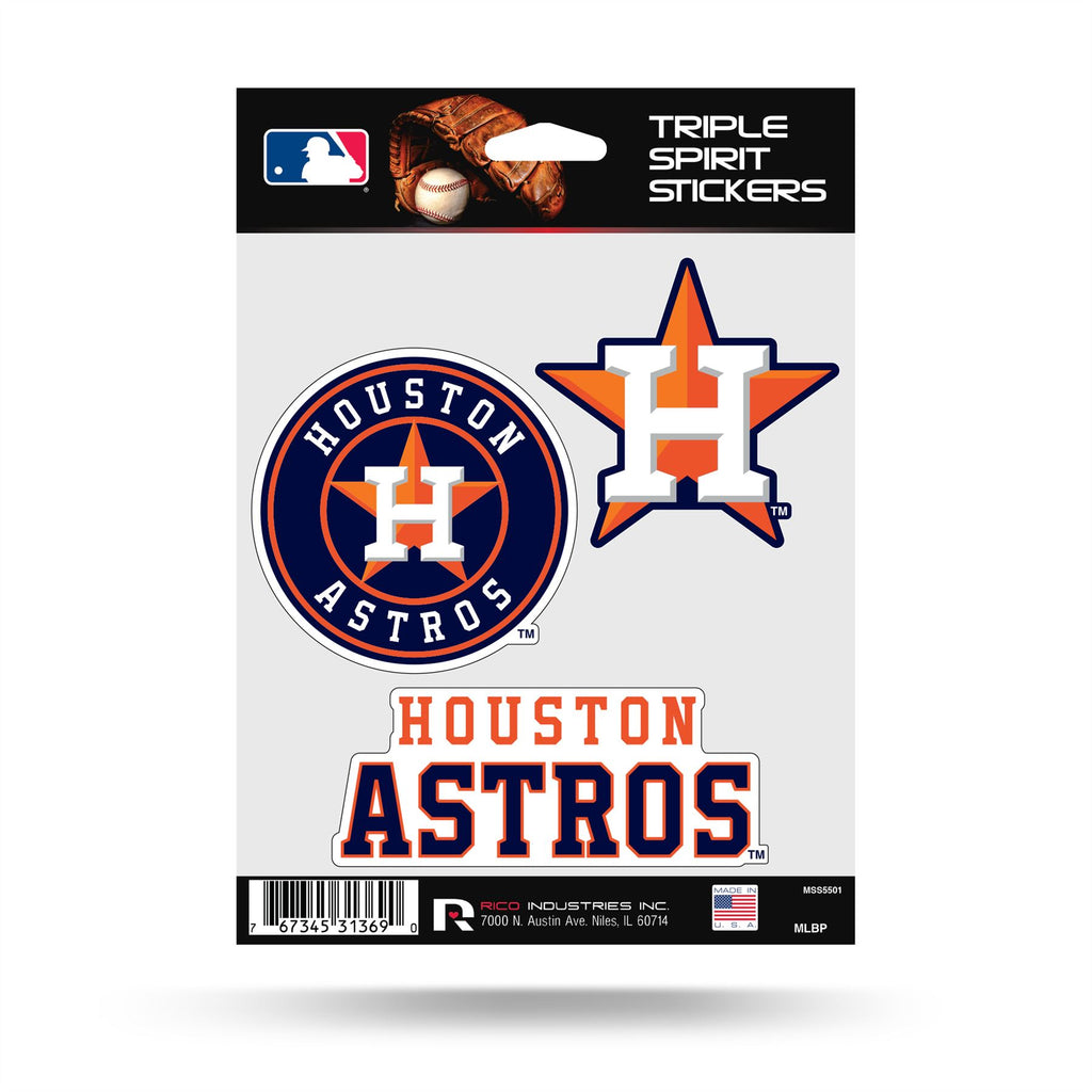 Rico MLB Houston Astros Triple Spirit Stickers 3 Pack Team Decals