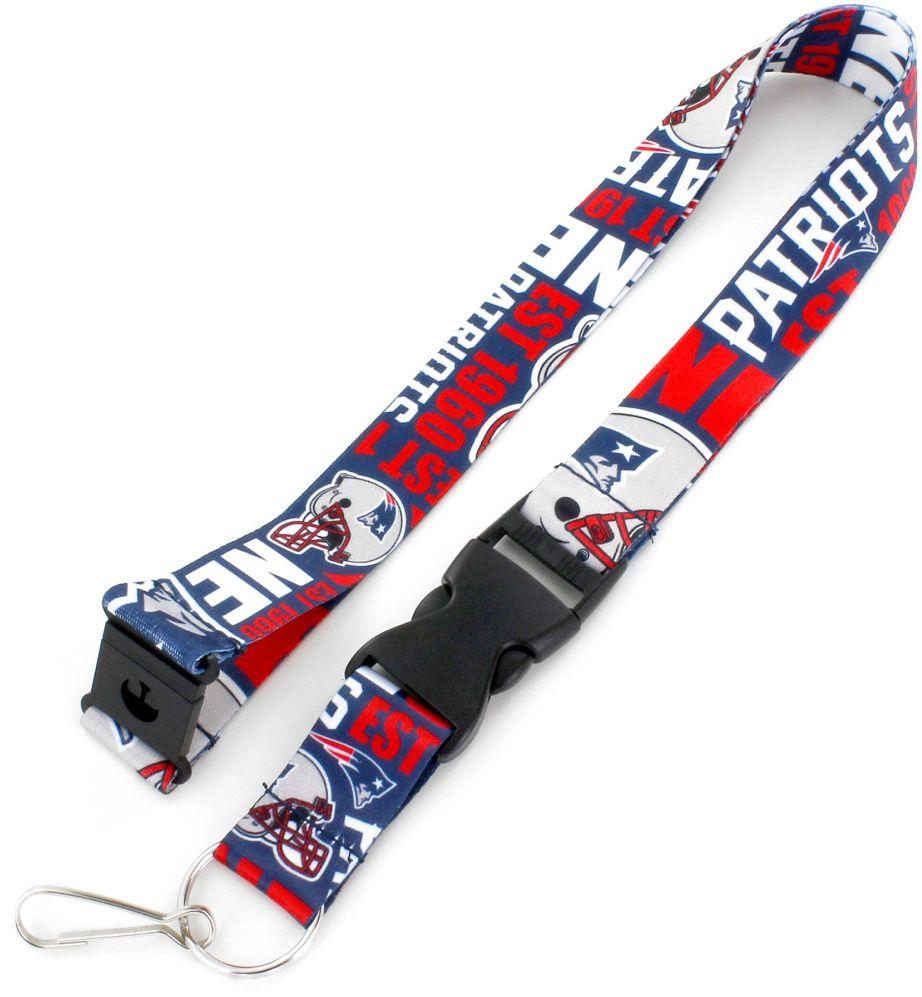 Aminco NFL New England Patriots Dynamic Lanyard Keychain Badge Holder With Safety Clip
