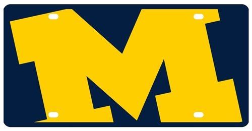 Stockdale NCAA Michigan Wolverines Mega Logo Deluxe Laser Cut Auto License Plate Tag