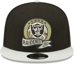 New Era NFL Men's Las Vegas Raiders 2022 Salute To Service 9FIFTY Snapback Hat Black/Grey OSFA