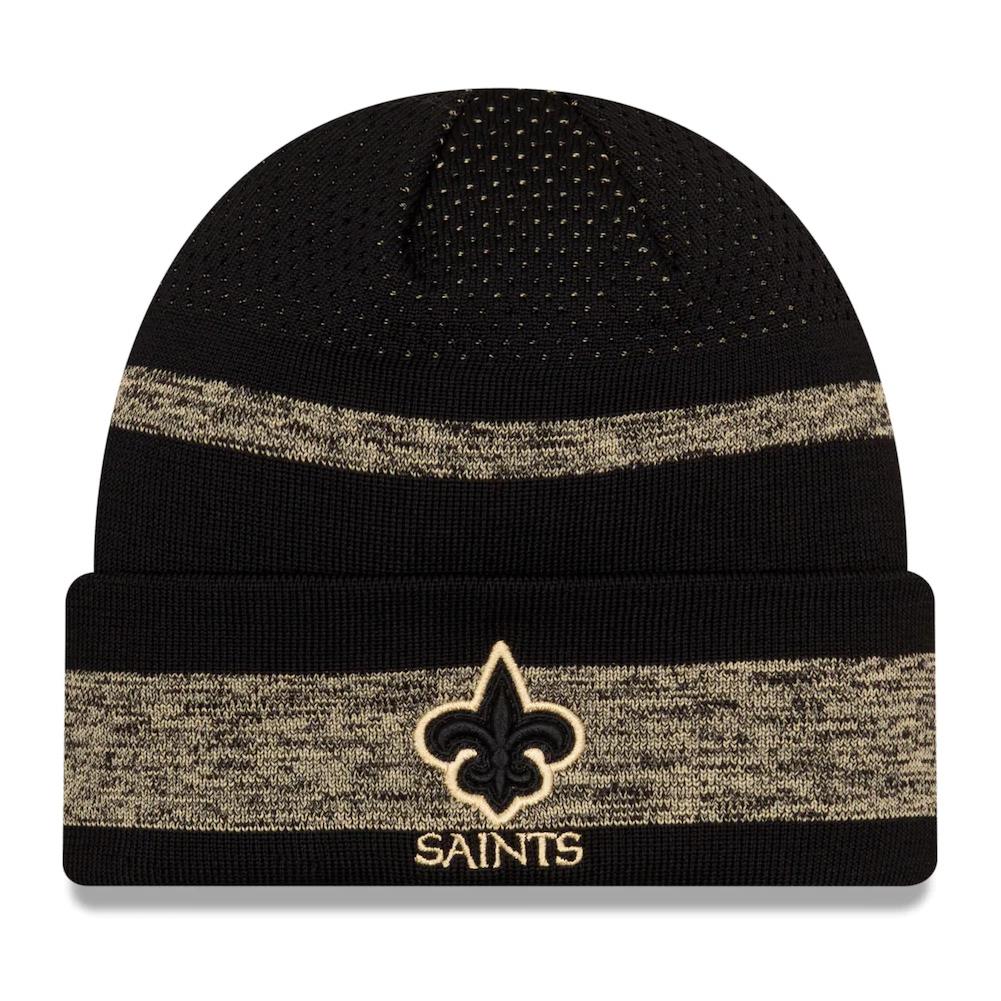 New Era NFL Men's New Orleans Saints 2021 Official Sideline Tech Knit Beanie Black/Gold One Size