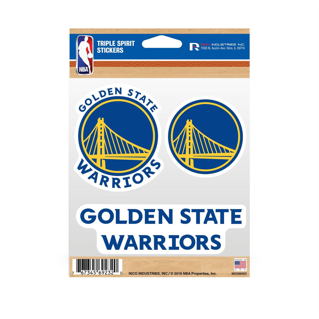 Rico NBA Golden State Warriors Triple Spirit Stickers 3 Pack Team Decals