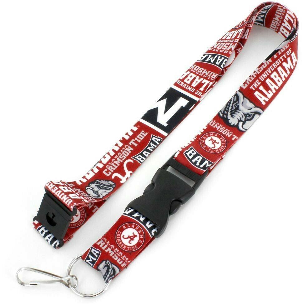 Aminco NCAA Alabama Crimson Tide Dynamic Lanyard Keychain Badge Holder With Safety Clip