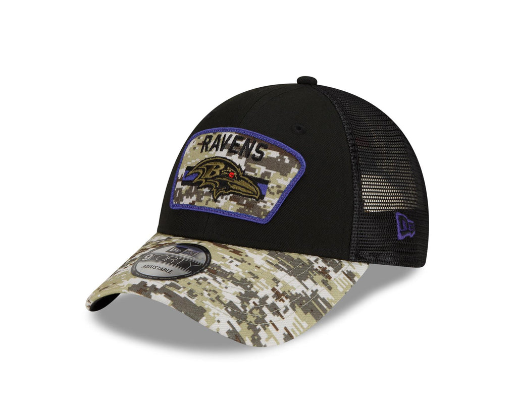 New Era NFL Men's Baltimore Ravens 2021 Salute To Service 9Forty Snapback Adjustable Hat Black/Digital Cam