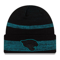 New Era NFL Men's Jacksonville Jaguars 2021 Official Sideline Tech Knit Beanie Black/Teal One Size