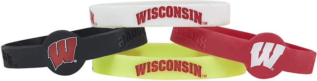 Aminco NCAA Wisconsin Badgers 4-Pack Silicone Bracelets