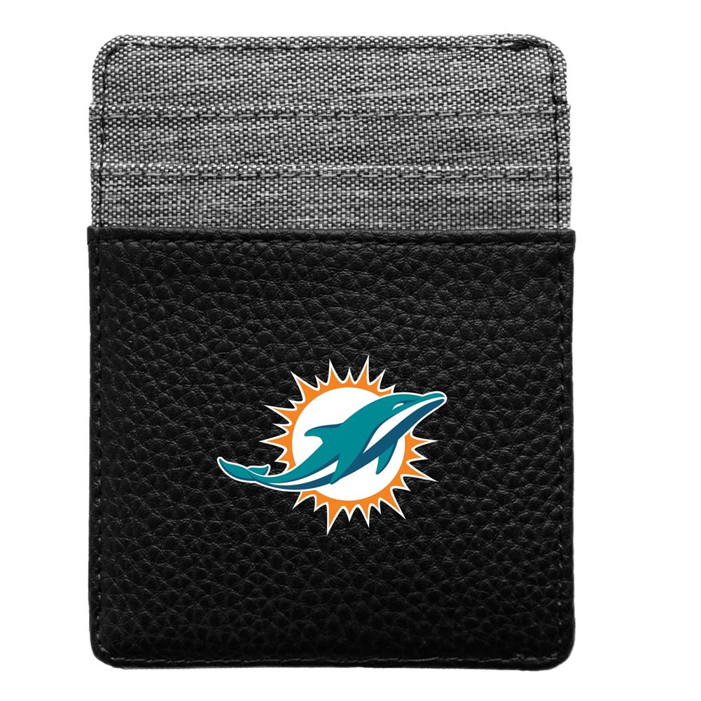 Little Earth NFL Unisex Miami Dolphins Pebble Front Pocket Wallet Black One Size