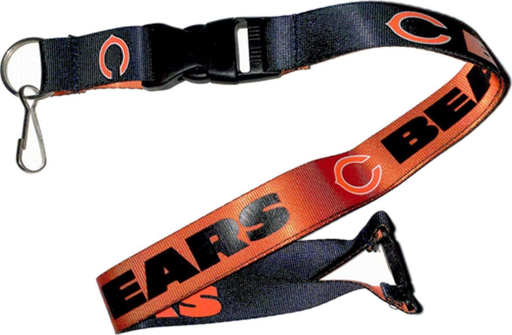Aminco NFL Chicago Bears Reversible Lanyard Keychain Badge Holder With Safety Clip