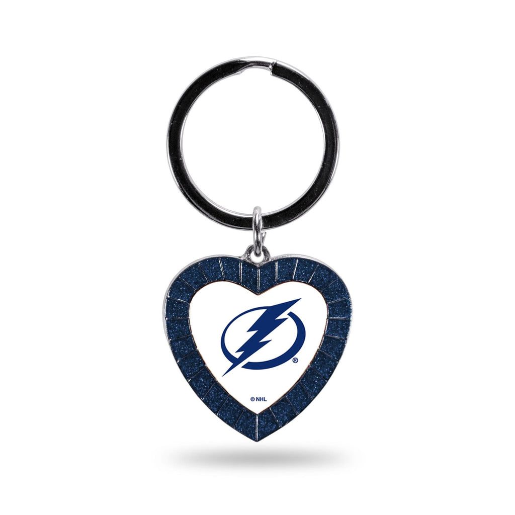 Rico NHL Tampa Bay Lightning Rhinestone Heart Colored Keychain