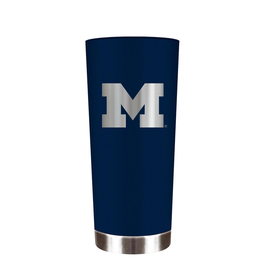 Great American Products NCAA Michigan Wolverines Powder Coated ONYX Travel Tumbler 18oz Blue