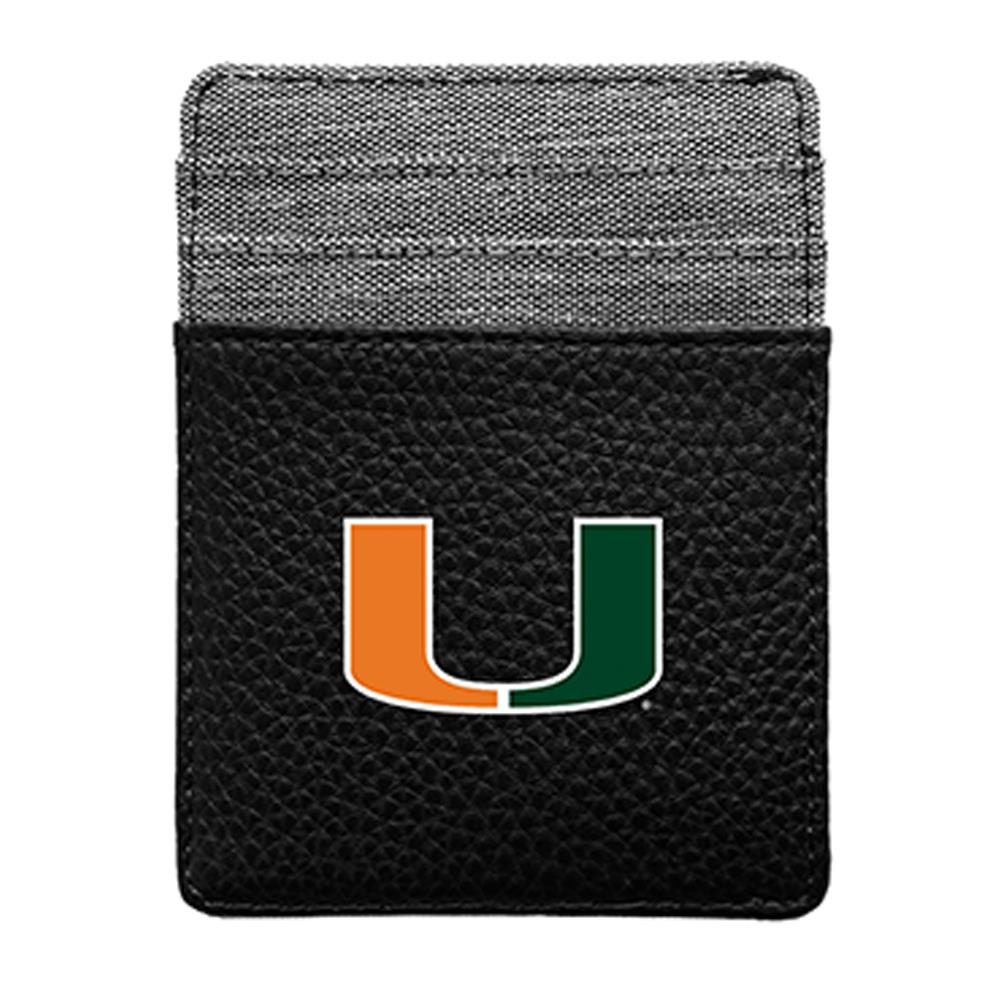 Little Earth NCAA Unisex Miami Hurricanes Pebble Front Pocket Wallet Black One Size