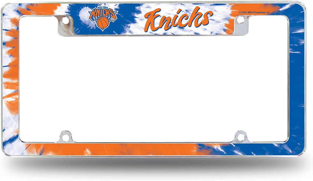 Rico NBA New York Knicks Tie Dye Design Auto Tag All Over Chrome Frame