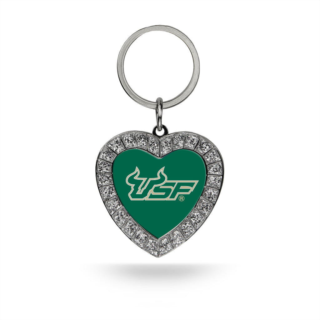 Rico NCAA South Florida Bulls (USF) Rhinestone Heart Key Chain