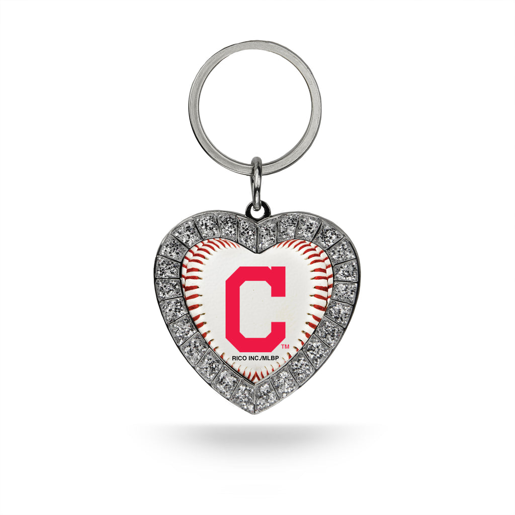 Rico MLB Cleveland Indians Rhinestone Heart Key Chain