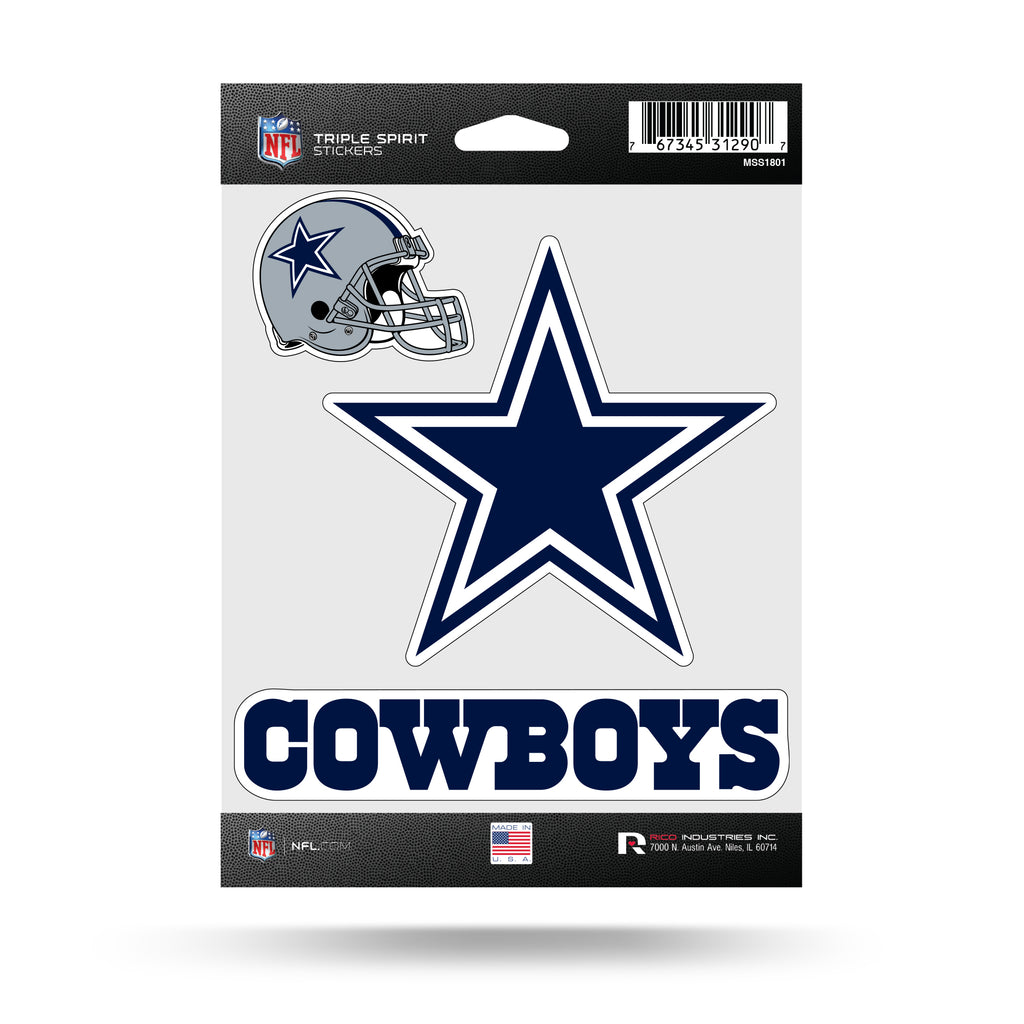 NFL Dallas Cowboys Triple Spirit Stickers 3 Pack Team Decals