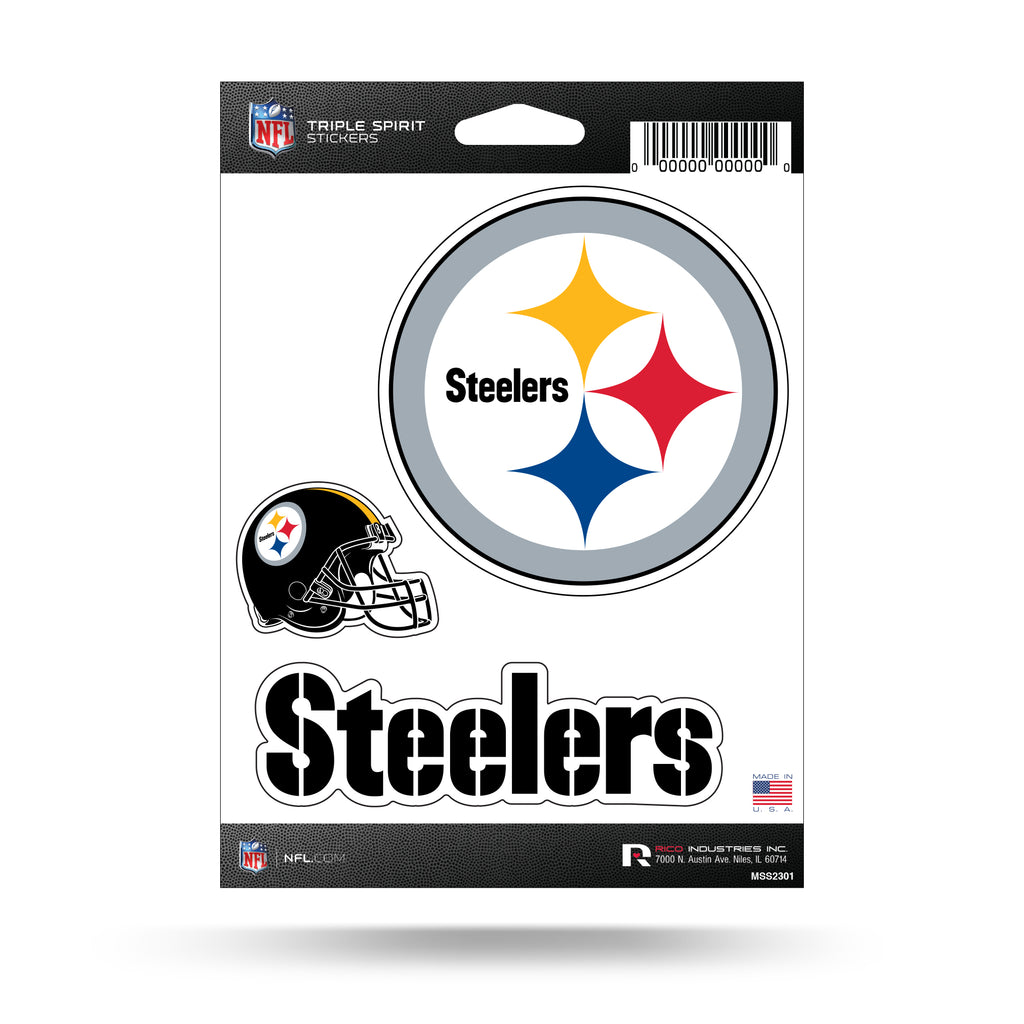 NFL Pittsburgh Steelers Triple Spirit Stickers 3 Pack Team Decals