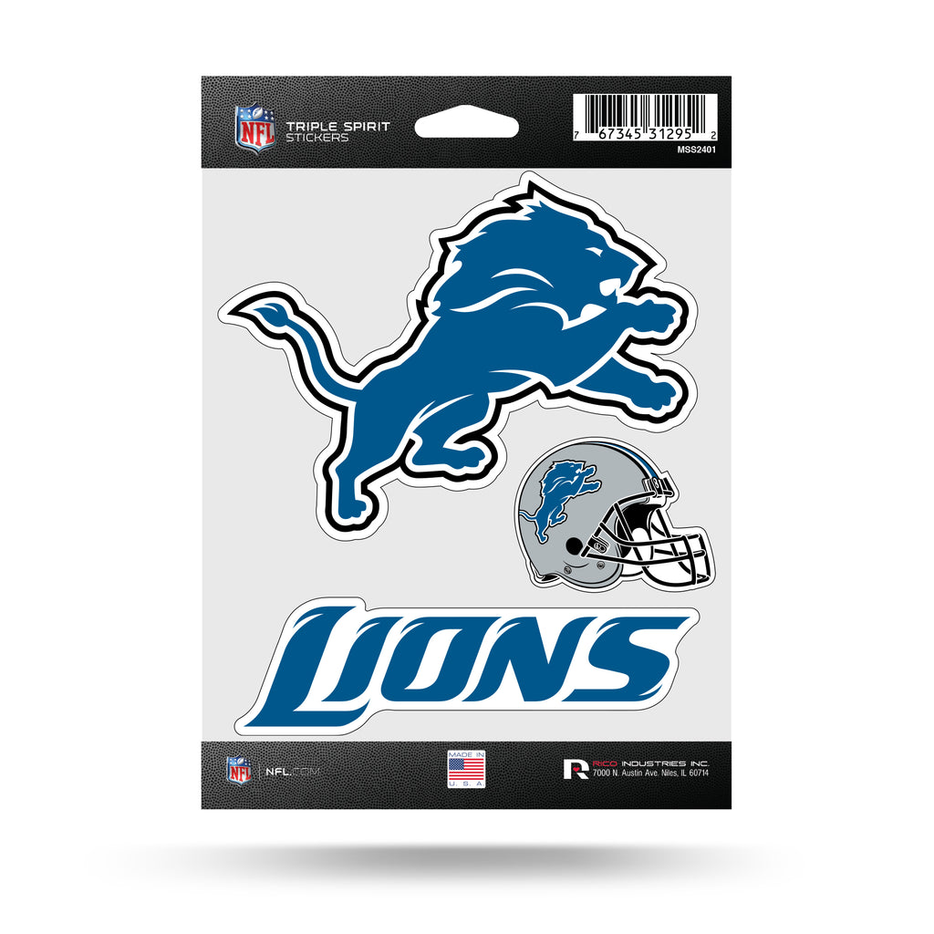 NFL Detroit Lions Triple Spirit Stickers 3 Pack Team Decals