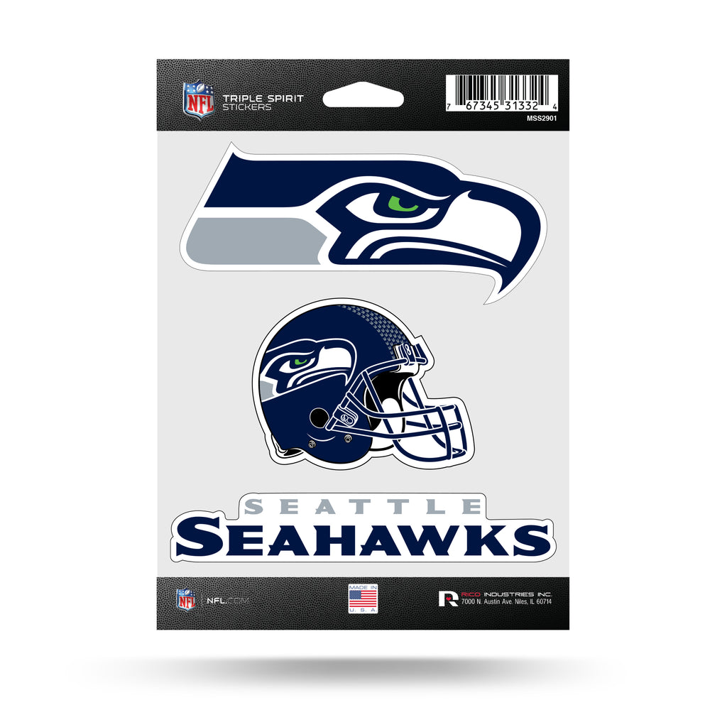 Rico NFL Seattle Seahawks Triple Spirit Stickers 3 Pack Team Decals
