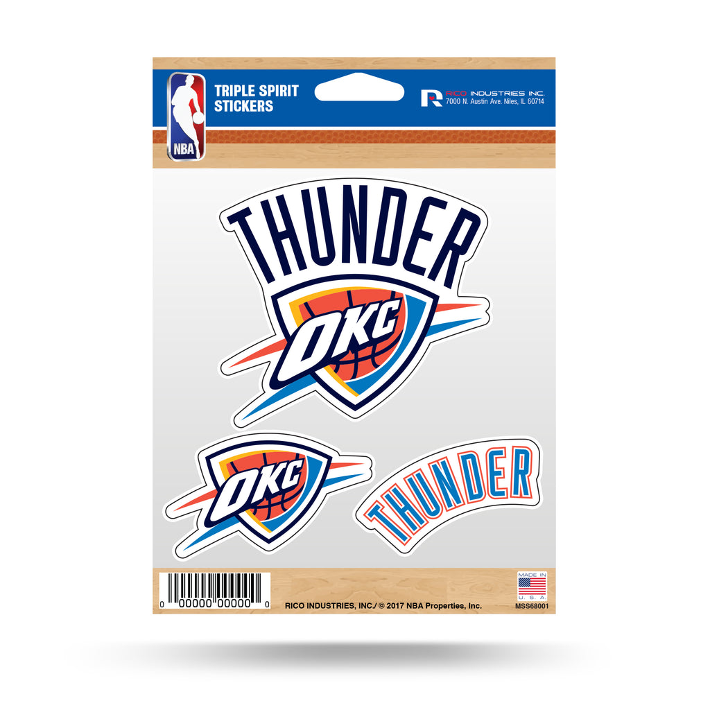Rico NBA Oklahoma City Thunder Triple Spirit Stickers 3 Pack Team Decals