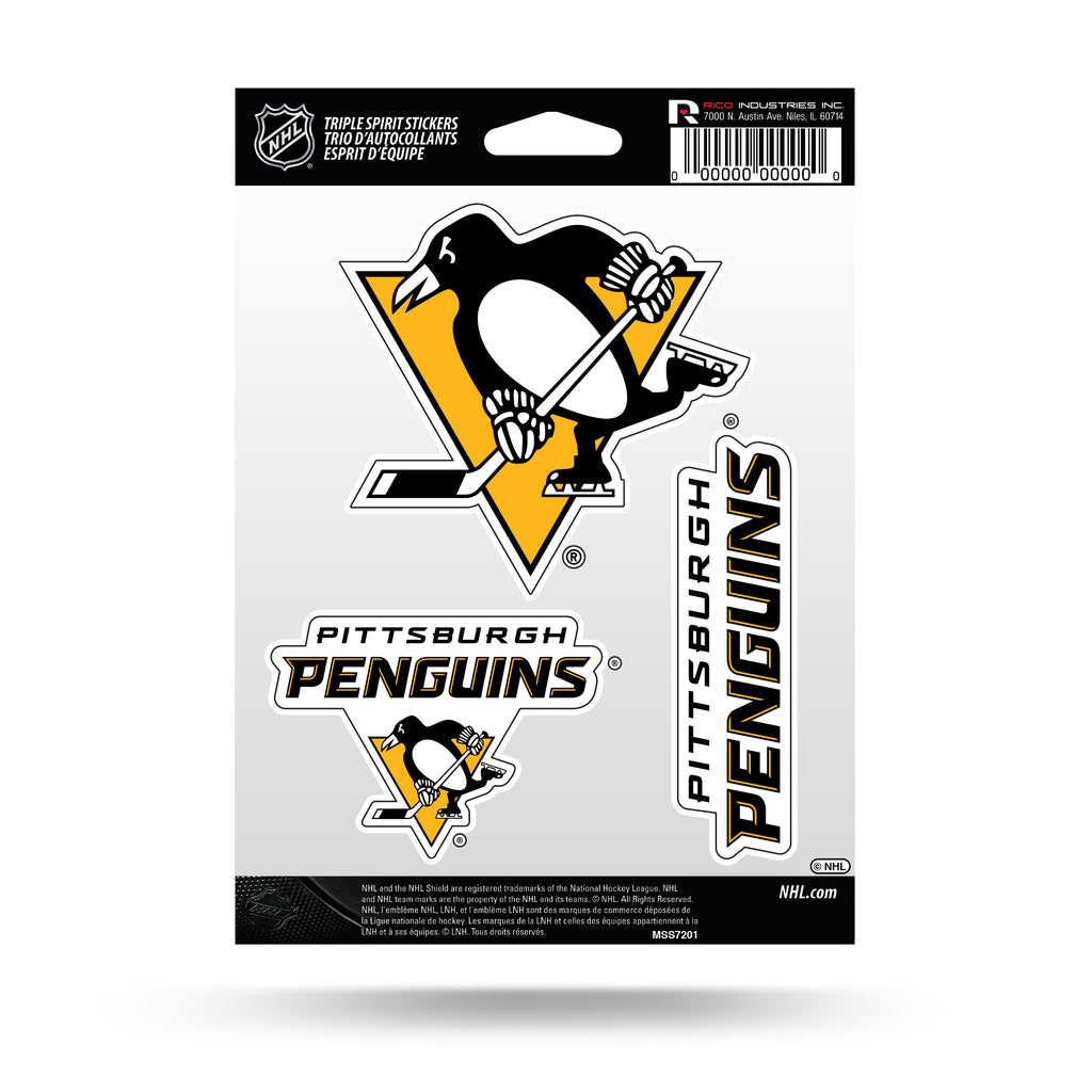 Rico NHL Pittsburgh Penguins Triple Spirit Stickers 3 Pack Team Decals