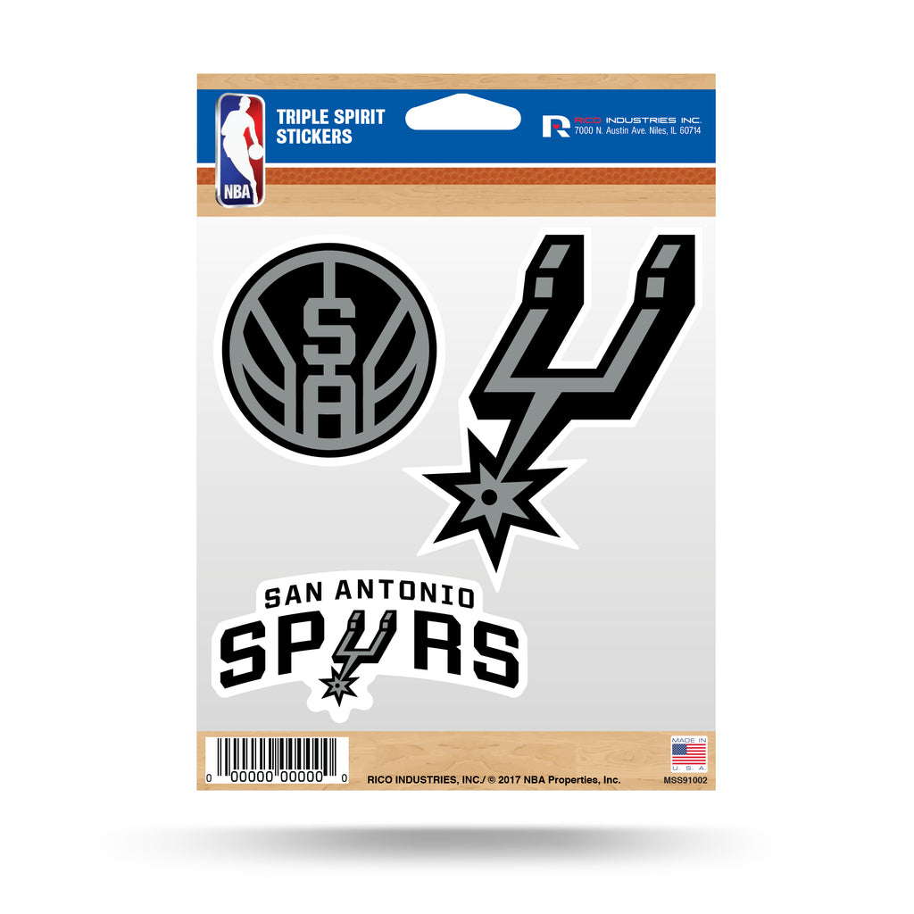 Rico NBA San Antonio Spurs Triple Spirit Stickers 3 Pack Team Decals