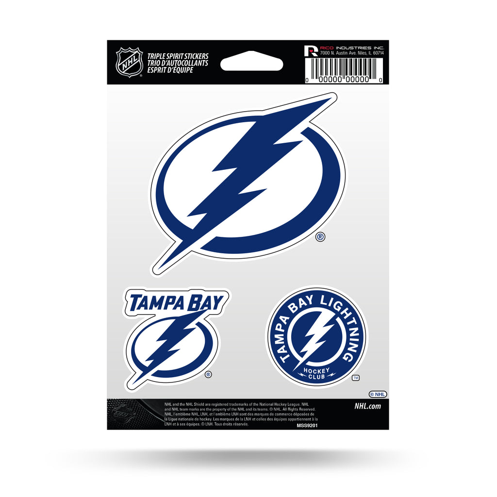 Rico NHL Tampa Bay Lightning Triple Spirit Stickers 3 Pack Team Decals