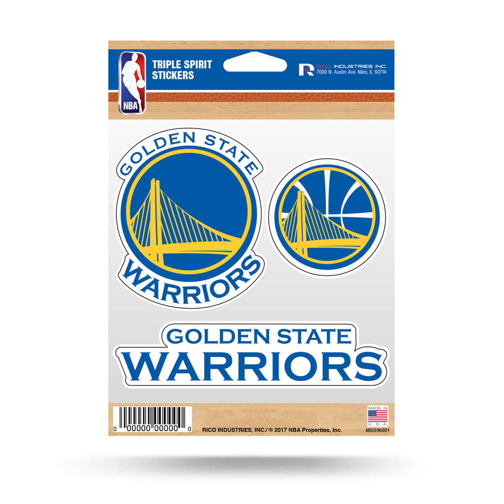 Rico NBA Golden State Warriors Triple Spirit Stickers 3 Pack Team Decals