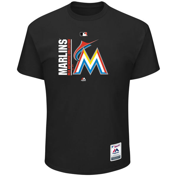 Miami Marlins Majestic Authentic Collection Team Icon T-Shirt - Black
