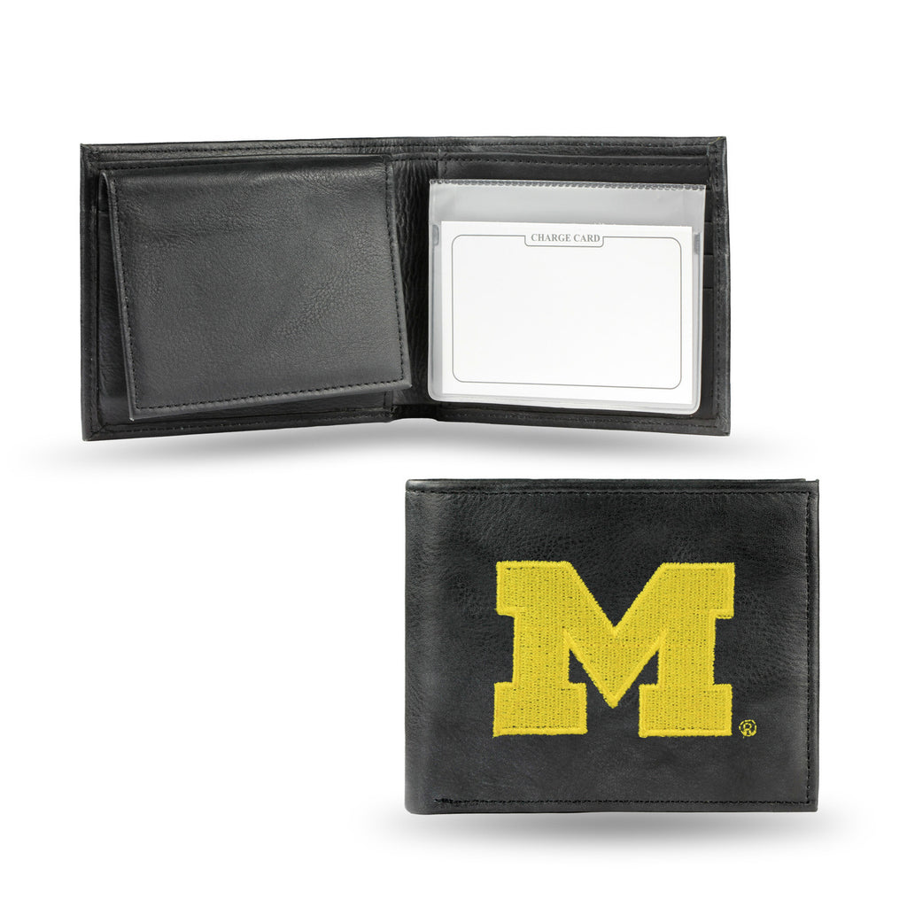 Rico NCAA Michigan Wolverines Embroidered Billfold Genuine Leather Wallet