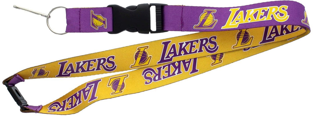 Aminco NBA Los Angeles Lakers Reversible Lanyard Keychain Badge Holder With Safety Clip