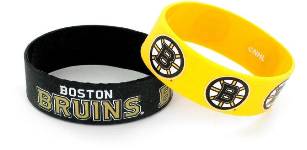 Aminco NHL Boston Bruins 2 Pack Wide Silicone Bracelets