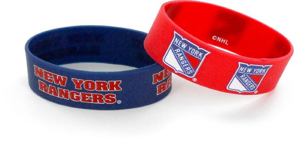 Aminco NHL New York Rangers 2 Pack Wide Silicone Bracelets