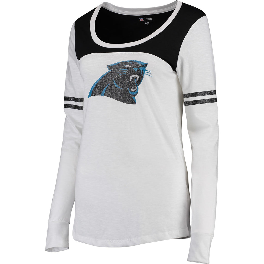 New Era NFL Women's Carolina Panthers Hang Time Glitter Long Sleeve T-Shirt