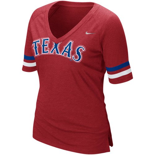 Nike MLB Women's Texas Rangers Fan Premium V-Neck T-Shirt