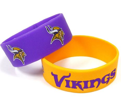 Aminco NFL Minnesota Vikings 2 Pack Wide Silicone Bracelets