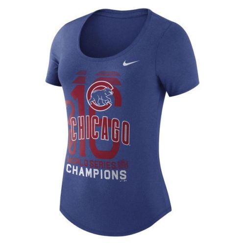 Nike Chicago Cubs Women's Royal 2016 World Series Champions Celebration Championship Year Scoop Neck T-Shirt Size: Large