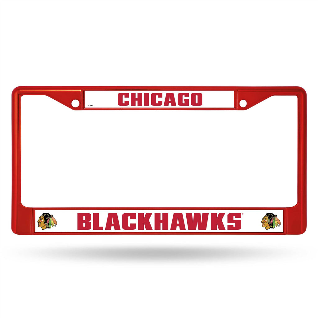 Rico NHL Chicago Blackhawks Colored Auto Tag Chrome Frame FCC Red