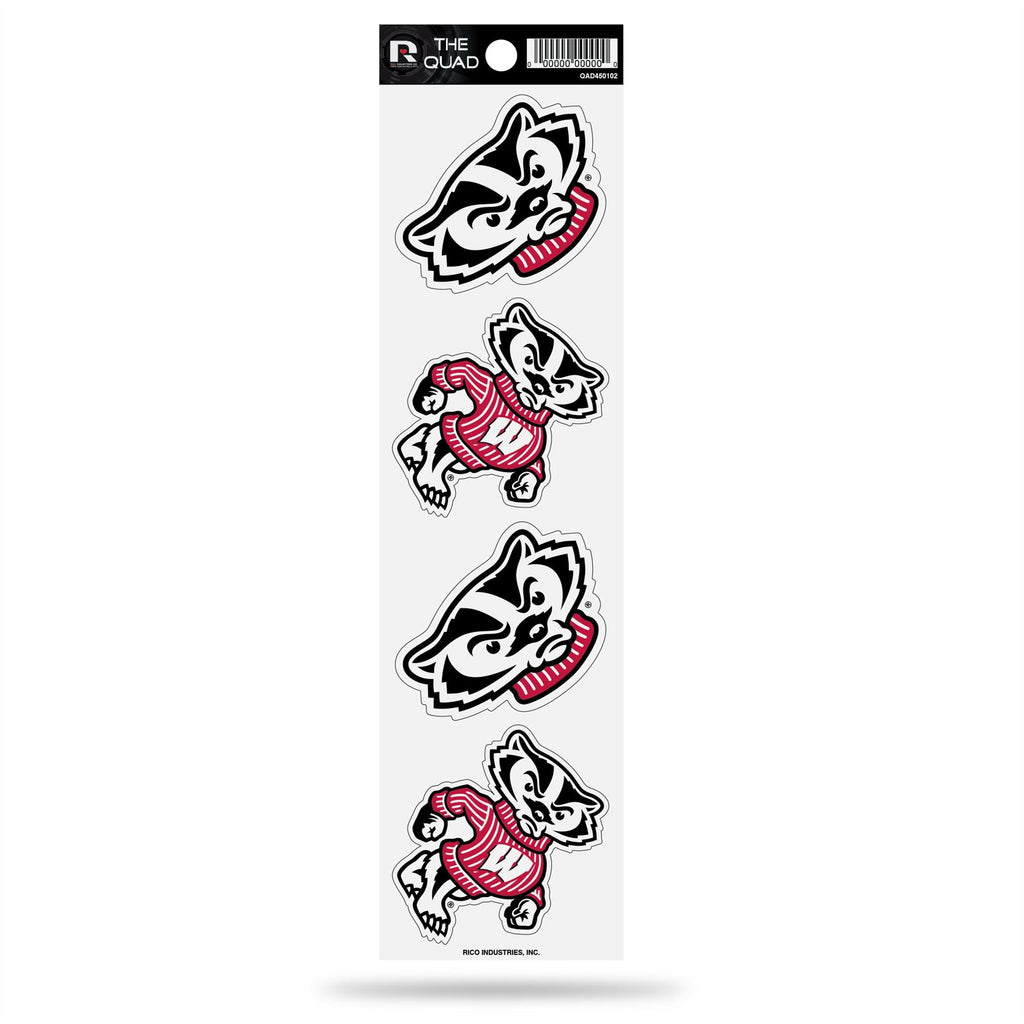 Rico NCAA Wisconsin Badgers The Quad 4 Pack Auto Decal Car Sticker Set QAD