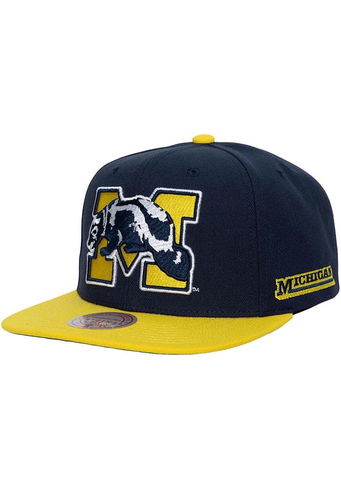 Mitchell & Ness NCAA Men's Michigan Wolverines Team Origins HWC Snapback Adjustable Hat Navy/Yellow